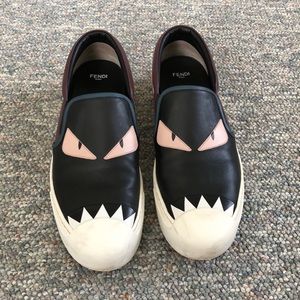 FENDI monster leather slip on sneaker
